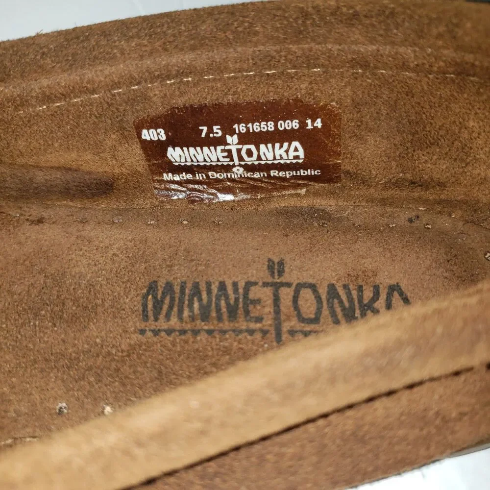 MINNETONKA Brown Suede Moccasins Loafers Shoes Girls Size 7.5